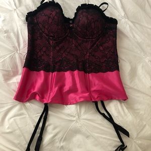 Pink and Black Lace Corset